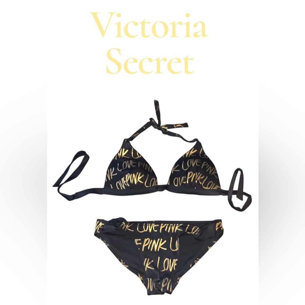 Victoria's Secret PINK Black and Gold Swimwear